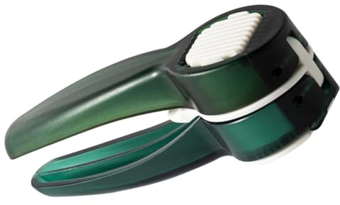 NOLITOY Prensa de Ajo Manual de Acero Inoxidable y Plástico Transparente Verde, Triturador y Rebanador Multiusos para Cocina, Utensilio Práctico para Picar Ajo y Jengibre