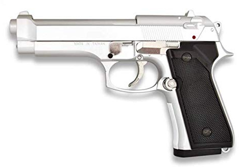 Pistola Airsoft Aire Suave Pesada Blanca HFC Potencia 0,50 Julios Airsoft Replica Paintball Caza Supervivencia tactico Senderismo Camping Outdoor Albainox 35163 + Portabotellas de regalo