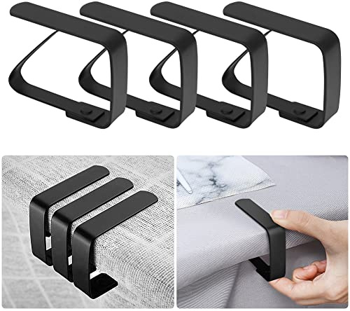 Clips para Mantel Acero Inoxidable Negro 4 Piezas para Interior y Exterior Hogar Jardín Comedor Picnic