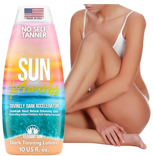 Sun Proverbs, Tanning Bed Lotion, Dark Tan Accelerator, Indoor Outdoor Sun Bathing White Lotion without DHA, Bronzer-Free, Natural Bronzing for Men or Women by Elegant Sun