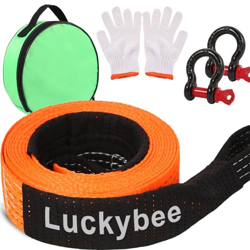 Auto Abschleppseil Set - Abschleppseil PKW 5M x 5cm,10 Tonnen (22,000 Lbs),Bergegurt für Auto,PKW Notfall-Abschleppgurt,Abschleppgurt Mit 2 Verstärkten Haken und 2 Handschuhen und Aufbewahrungstasche