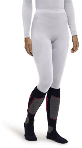 FALKE Damen Baselayer-Hose Warm Long W Ti Funktionsmaterial schnelltrocknend 1 Stück, Weiß White 2860, M