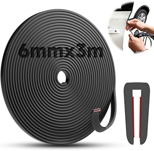 TXXATX 3m Protection Bord de Tole 6mm Joint EPDM Noir Joint en Caoutchouc | Joint en U Profilés de Protection, pour Portes de Voiture, Trappes, Coins de Table, Fenêtres, Tôle