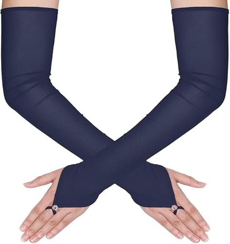 Theaque Guanti lunghi senza dita da donna, in tulle, in rete, per matrimoni, feste di opera, feste in costume di Halloween, Marina Militare, Taglia unica