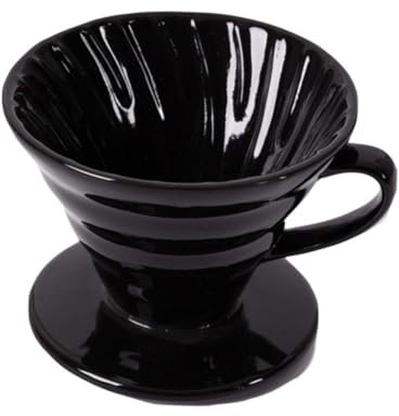 CONGARTENO 1pezzi Tazza Da Caffè Ceramica Forma Conica Filtraggio Manuale Per Persone Design Elegante e Creativo Nero Lucido Riutilizzabile e Sicura Per Uso Domestico e Ufficio