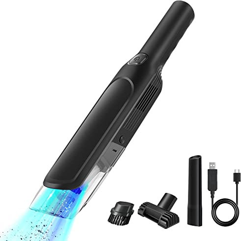 RaMokey Handstaubsauger Akku - Auto Staubsauger Kabellos mit 2x2000mAh Batterie,Portable 6000PA Mini Handstaubsauger Kabellos für Tierhaare, Haushalt, Staub und Auto Nass & Trocken Handsauger