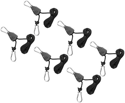 Levemolo 6pièces Lot De Cordes à Cliquet Réglables Pour Lampe De Croissance Avec Crochet De Levage Capacité Suspension Plantes Et Semis Métal Et Abs
