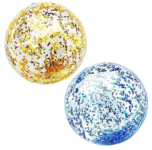 2 Stück Glitter Aufblasbarer Ball Set, Aufblasbare Glitter Wasserbälle, Wasserball Kinder, Wasserball Aufblasbar, Schwimmbad Party Ball, Tauchbälle 40cm, Sommer Pool Partyzubehör