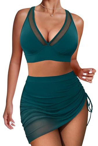 Maillot De Bain Femme 2 Pieces, Maillots Deux Pièces Femme pour Bandoulière Réglable, Push Up Bikini Femme pour Ffilles Plage Sports Nautiques
