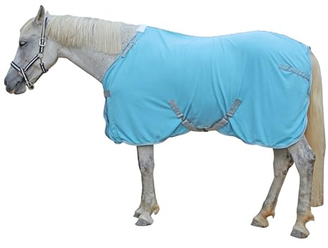 Gallopoff svettfilt för häst av fleece, 300 g/m² – andas, svettabsorberande och snabbtorkande, perfekt efter träning, tvätt, i stallet och under transport blå 125 cm