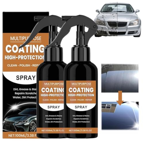 2 stycken 3-i-1 High Protection lacktätningsspray, Bilpolerbeläggning, Turbo Shine, snabb rengöringsspray for fin repreparation, Nano Car Spray, reparerar repor och tecken på slitage snabbt