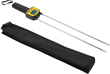 Grain Moisture Meter Digitale con Display Retroilluminato, Misuratore di Umidità per 14 Tipi di Cereali, 5-49.9% - Funzione Vocale Automatica, Compensazione Temperatura, Port (60 cm)