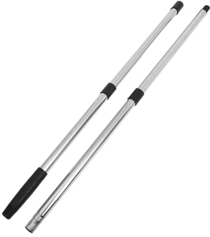 ASAKKURA Manico in Acciaio Inox 4 Sezioni Estensibile per Scopa, Palo Regolabile Nero per Pulizia Pavimenti, Compatibile con Teste Americane, per Uso Domestico e Spazi Ridotti