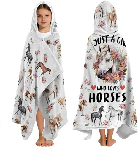Yasrlvun Toallas con capucha de caballo para niños, 130 x 100 cm, poncho, toallas para niños, niñas, adolescentes, toalla de playa para piscina, toalla de baño portátil