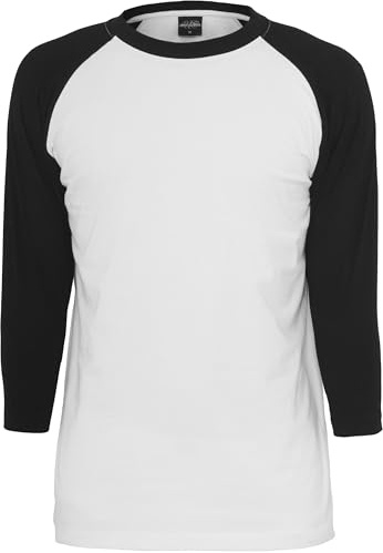 Urban Classics T-Shirt Manches 3/4 Raglan Homme T-Shirt Manches Longues Blanc/Noir 5XL