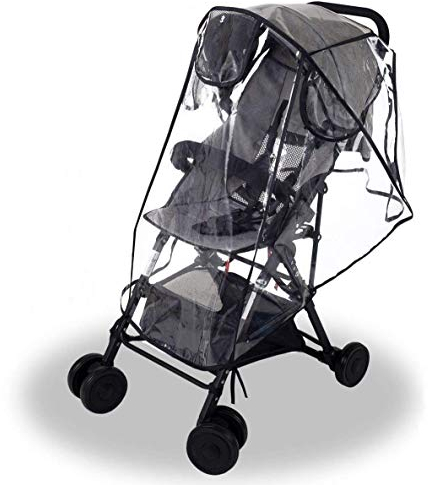 Wemk Universal Regenschutz für Kinderwagen, Komfort Regenverdeck mit Fenster, Schadstofffrei, Einfache Befestigung, Schutz vor Schmutz, Größe L