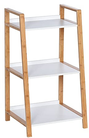 WENKO Regal Finja aus Bambus mit 3 Etagen - Badregal, Wohnregal, Bambus, 43 x 76 x 36 cm, Braun, 76 x 36 x 43 cm