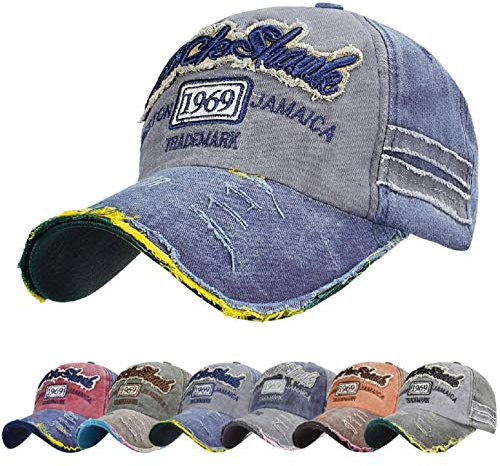 UMIPUBO Baseball Cap Classic Sports Casual Summer Cap Plain Sun Hat Unisex Adjustable Rock Shark Vintage Distressed Cotton Baseball Caps Edge Grinding Do Old Hat