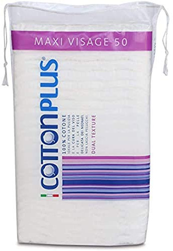 Cotton Plus Maxi Visage Lot de 50 tampons démaquillants prédécoupés 59 g