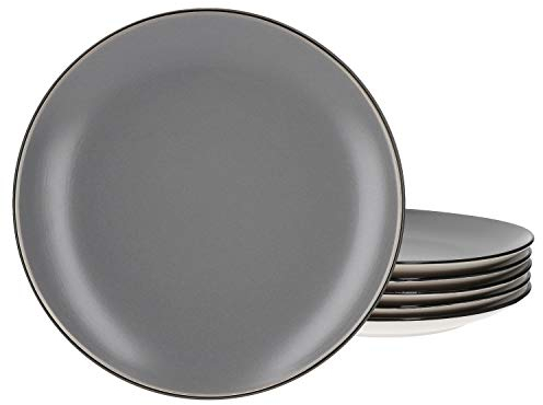 Van Well Lot de 6 assiettes à dîner Campo Grey | Diamètre 27 cm | 6 personnes | Assiettes à dîner | Grandes assiettes à dîner | Gastro | Crockery élégante en céramique
