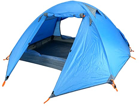 Azarxis Camping Tent 1 2 3 Man Person 4 Season Easy Set Up Waterproof Double Layer Lightweight Aluminum Pole for Backpacking Hiking Trekking Travel Climbing Outdoor (Blue - 3 Person - 4 Season)