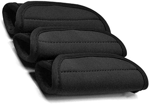 Paquete de 3 cómodas envolturas de neopreno para asa de agarre, identificador para bolsa de viaje, maleta de equipaje (negro)
