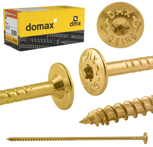 DMX – konstruktionsskruvar träskruvar tallrikshuvudsskruvar spånskivskruvar snickarskruvar med tallrikshuvud torxhuvud – CT – 5 mm – Torx – galvaniserad zink – 5 x 120 (100 st./förpackning)