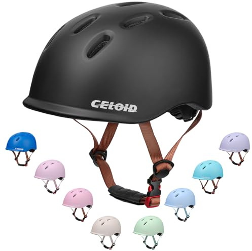 CELOID Kids Bike Helmet,Toddler Cyling Helmets for Ages 5-8 Years Boys Girls,Child Adjustable Multi-Sport Bicycle Skateboard Roller Skate Scooter Rollerblade Balance Skateboarding Helmet,Black