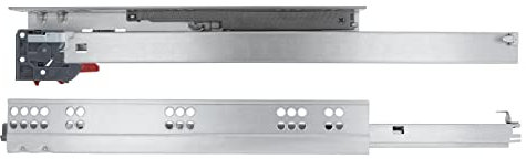 Amig - Lot de 2 glissières coulissantes en acier zingué pour meuble, commode ou armoire | Extraction totale avec fermeture automatique | Résistance de charge : 25 kg/paire | Dimensions : 350 mm