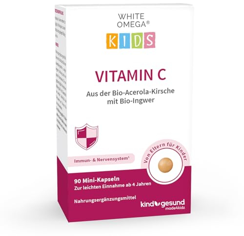 Vitamin C Kinder – aus Bio-Acerola & Bio-Ingwer – 90 Mini-Kapseln – 100 % natürlich & vegan – unterstützt das Immunsystem – zuckerfrei & ohne Zusatzstoffe – 1 Monat Versorgung