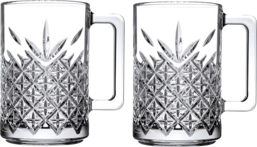 Pasabahce 55472 Timeless Kaffeetasse, Teetasse, Henkelbecher aus Glas 315ml 2er Set