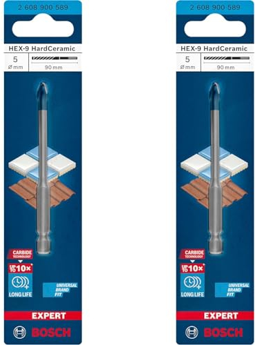Bosch Professional 1x Expert HEX-9 HardCeramic Bohrer (für Dachziegel, Fliesen, Ø 5,00 mm, Zubehör Schlagbohrmaschine) (Packung mit 2)