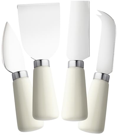 Taylors Eye Witness 4 Piece Cheese Knife Set - Stylish Cheese Knives Gift Box Set. with Elegant Cream Coloured Ceramic Handles & Classic Polished Stainless Steel Blades. 10 Year Guarantee