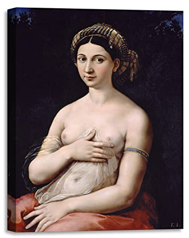 LuxHomeDecor Raffaello Sanzio - La Fornarina Quadro Stampa su Tela con Telaio in Legno misura 30x40 cm