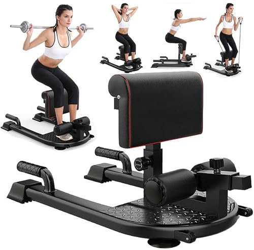 Tdfersasdw Machine à Squat Sissy avec Support de Pompes, Banc rembourré de poussée de Hanche avec Coussin réglable pour entraînement en Salle de Sport à Domicile,Noir