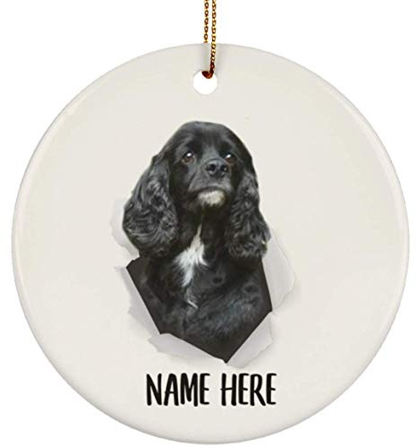 Weihnachten Deko Mit Schnur Weihnachtsanhänger Keramik Christbaumschmuck Anhänger Geschenkanhänger Niedlicher Englischer Cocker Spaniel Schwarz Personalisierter Name