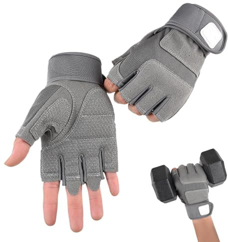 Reithandschuhe – verstellbare Handgelenk-Motorradhandschuhe, rutschfeste, verstärkte Handfläche, fingerlose Fäustlinge mit Touchscreen-Fingern für Airsoft, Jagd, Arbeit und Wandern