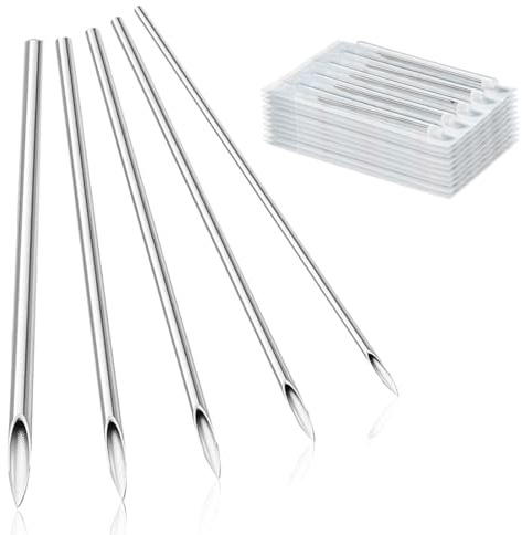 50 Pièces Aiguilles Piercing, Aiguilles de Piercing Body Piercing stériles, Body Piercing Stériles Pour Accessoires De Tatouage De Langue De Nombril D'Oreille De Nez (5Taille)