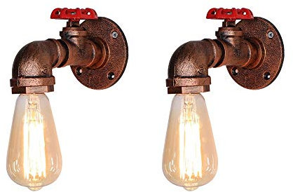 Lampada a Parete Industriale retrò Leggero Rustico a Vapore, 2 lampade a Tubo d'Acqua in Metallo luci montate a Parete per Soggiorno per Il Letto Ristorante Barre Decorativo (Colore: Colore