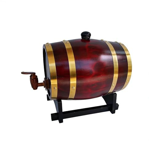 Barrica de Vino Estilo Bodega Tradicional, Barrica de Roble de Lujo para AñEjar Vino y Whisky(A,5L)