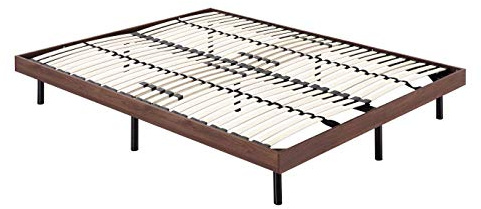Holzbett Metallrahmen mit Holzumrandung Größen (Nussbaum, 140x200)