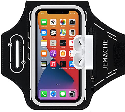JEMACHE Fascia Da Braccio Portacellulare per iPhone 14 Pro Max, 14 Plus, 13 Pro Max, 12 Pro Max, 11 Pro Max, Xs Max, Palestra Esercizi Porta Telefono Cellulare da Corsa (Nero)