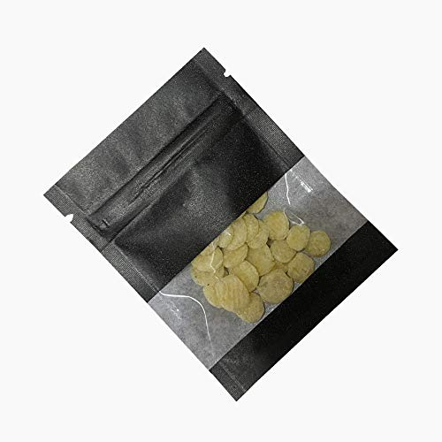 100 bolsas de papel kraft negro a prueba de olores resellables para almacenamiento de alimentos con cierre plano, para dulces, café, granos de té, baño, sal con muescas de 3.5 x 5.1 pulgadas