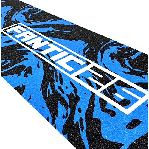 Fantic26 Patinete de acrobacias de repuesto I Park I Niños I Trick I Tret I Roller I Papel de lija antideslizante 58,5 cm I Apto para cubiertas de hasta 58,5 cm x 15,5 cm (remolino negro/azul)