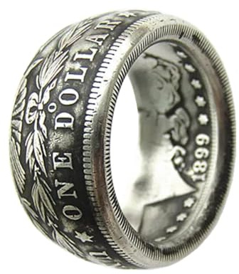 maxsatisf Coin Ring Handcraft Rings Vintage Handmade from Morgan Dollar 1899o 'eagle' Copy Coin Ring (10)