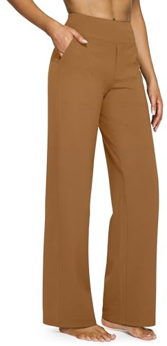 G4Free Yoga Pants with Pockets Wide Leg Trousers for Women UK Dress Ladies Stretch Work Trousers Casual Joggers Coca Mocha,XL
