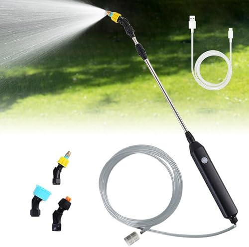 Pulverizador Eléctrico De Jardín, Pulverizador Eléctrico Para Plantas, Pistola Pulverización Carga Multifuncional, Manguera De 5 M, 3 Boquillas Varilla Recargable Y Portátil Para Hierba De Jardín(5 M)
