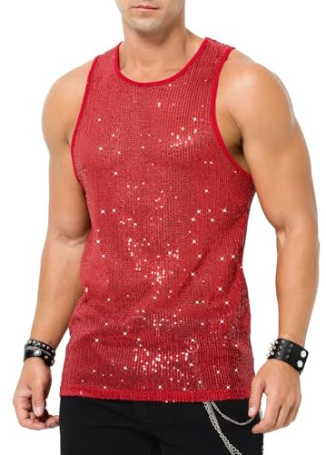 Casey Kevin Camiseta Lentejuelas Hombre Transparentes Sexy Chaleco Top Discoteca Fiesta Camisa Brillante Club Nocturno Hip Hop Dance Clubwear,