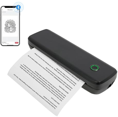DHQCQL Imprimante thermique a4, imprimante avec Bluetooth, imprimante portable de voyage, mini imprimante mobile 10 W pour bureau, maison, école, voyage, 29 x 9 x 5,8 cm (noir)