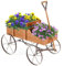 COSTWAY Garden Wagon Planter, Decorative Flower Pot Stand with Handle and Wheels, Wood Plants Holder Yard Tool Cart for Outdoor Indoor (Orange)